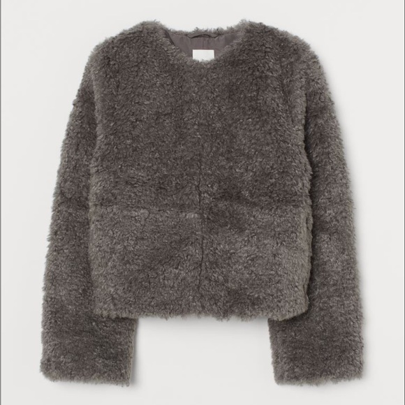 H&M Jackets & Blazers - H&M Dark Gray Faux Fur Sherpa Jacket XXL Plus Sized